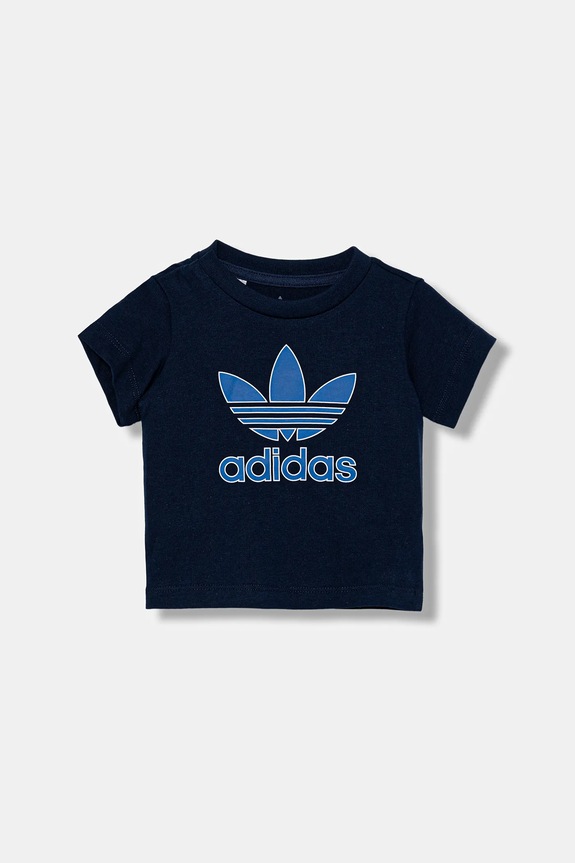 Παιδικό βαμβακερό μπλουζάκι adidas Originals στάμπα σκούρο μπλε JX9003