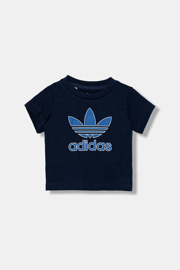Παιδικό βαμβακερό μπλουζάκι adidas Originals στάμπα σκούρο μπλε JX9003