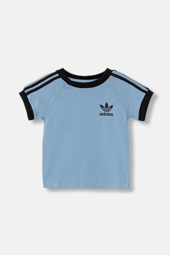Παιδικό βαμβακερό μπλουζάκι adidas Originals απλικέ μπλε JY0147