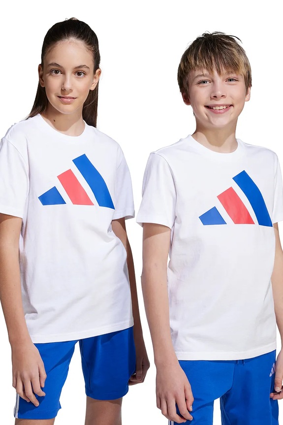 Dětské bavlněné tričko adidas kulatý bílá JY0298