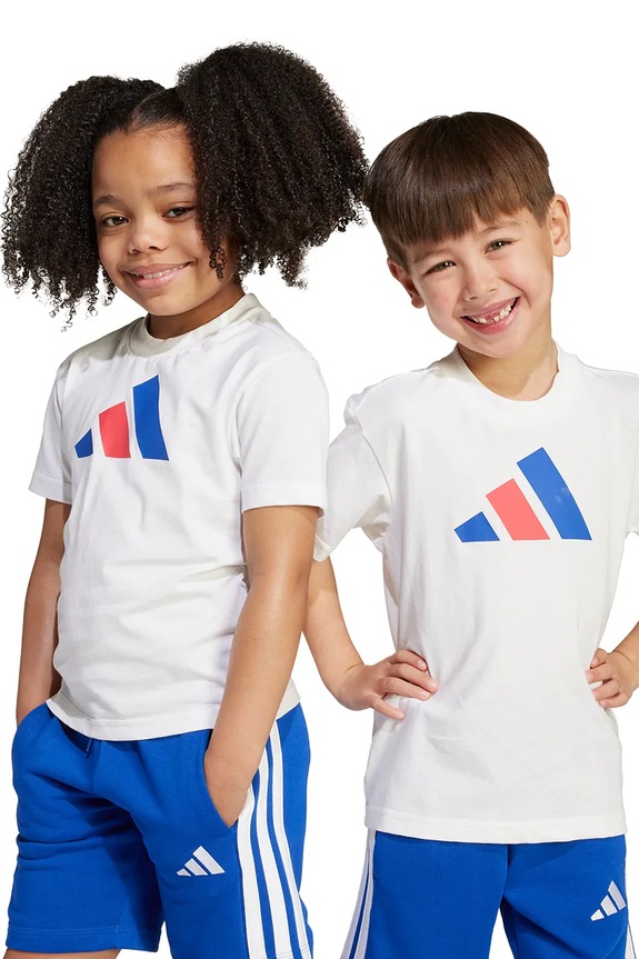 adidas t-shirt bawełniany dziecięcy nadruk biały JY0302