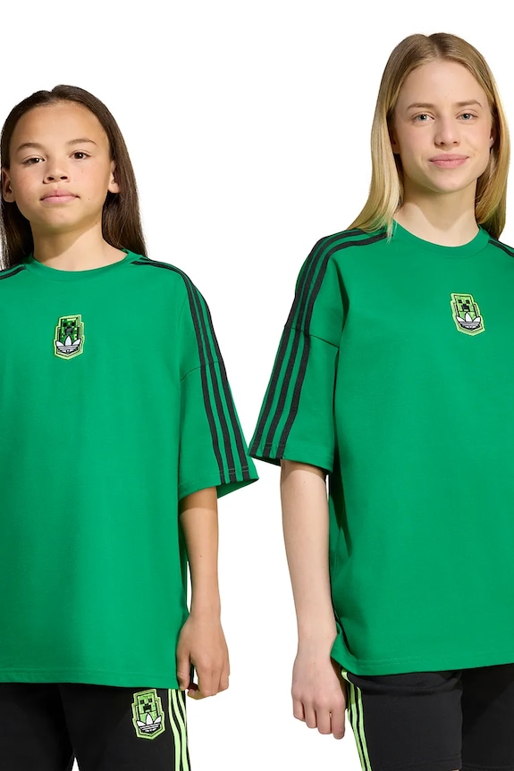 adidas Originals t-shirt in cotone per bambini MINECRAFT personaggi dei cartoni animati verde KD9829