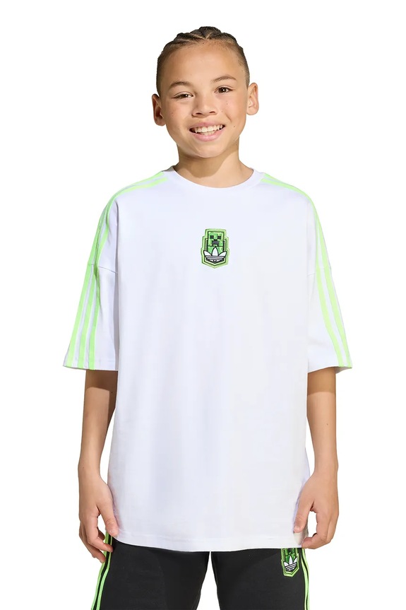 adidas Originals t-shirt in cotone per bambini MINECRAFT bianco KD9830