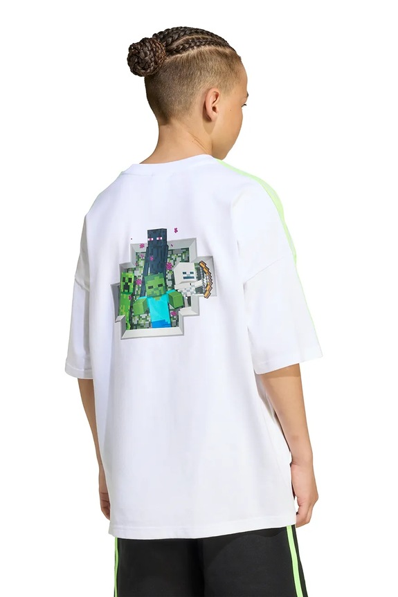 adidas Originals t-shirt in cotone per bambini MINECRAFT KD9830 bianco