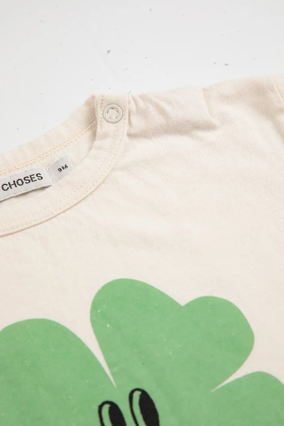Deklice Otroška bombažna kratka majica Bobo Choses Lucky Clover 225AB032 bela