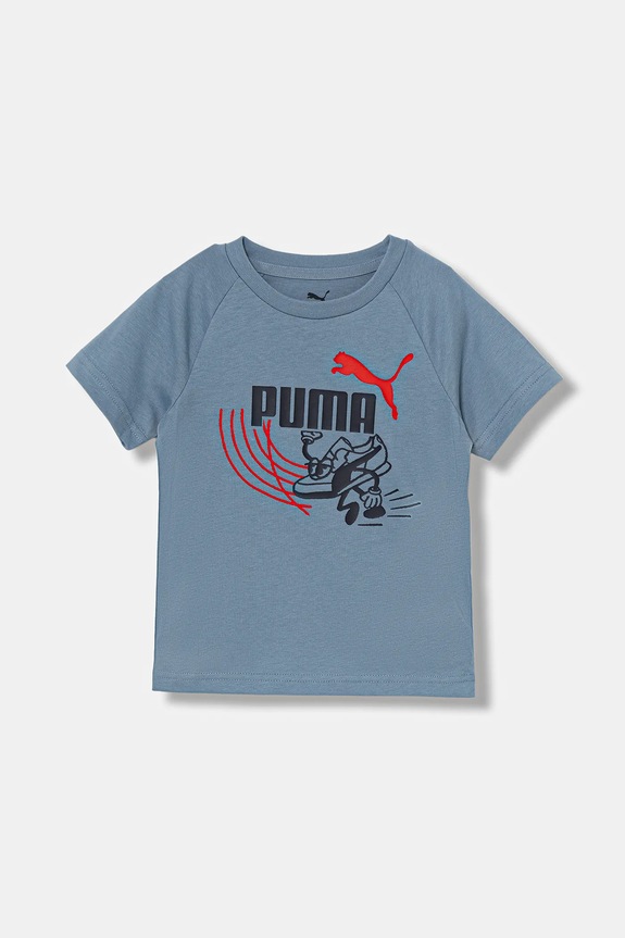 Puma t-shirt bawełniany dziecięcy LITTLE RUNNERS Tee PS nadruk niebieski 688475.