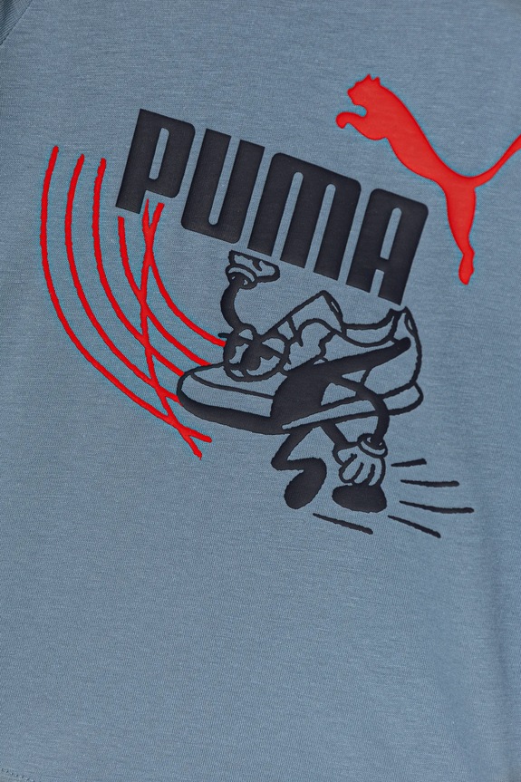 Chłopiec Puma t-shirt bawełniany dziecięcy LITTLE RUNNERS Tee PS 688475. niebieski