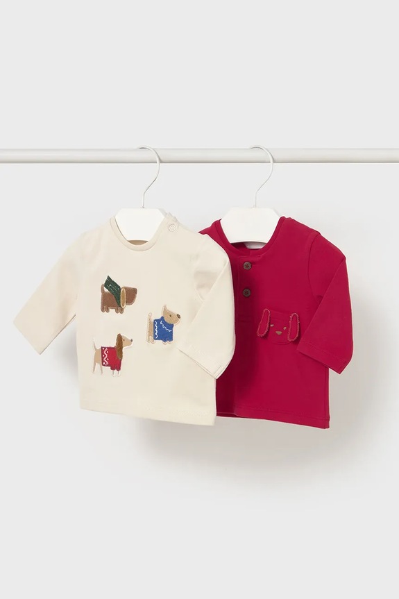 Majica dugih rukava za bebe Mayoral Newborn 2-pack Planet friendly crvena 2056.1N.Newborn.9BYA