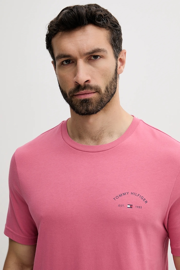 Ρούχα Βαμβακερό μπλουζάκι Tommy Hilfiger MW0MW39352 ροζ