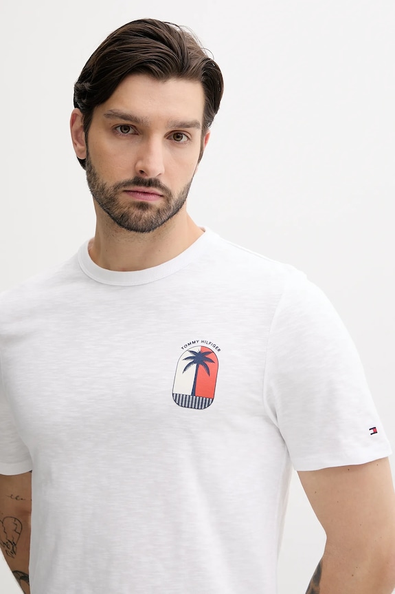 Oblečenie Bavlnené tričko Tommy Hilfiger MW0MW39354 biela