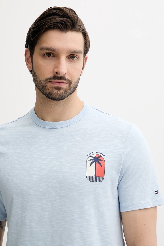 Îmbrăcăminte Tommy Hilfiger tricou din bumbac MW0MW39354 albastru