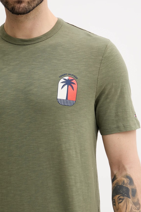 Tommy Hilfiger t-shirt bawełniany zielony MW0MW39354