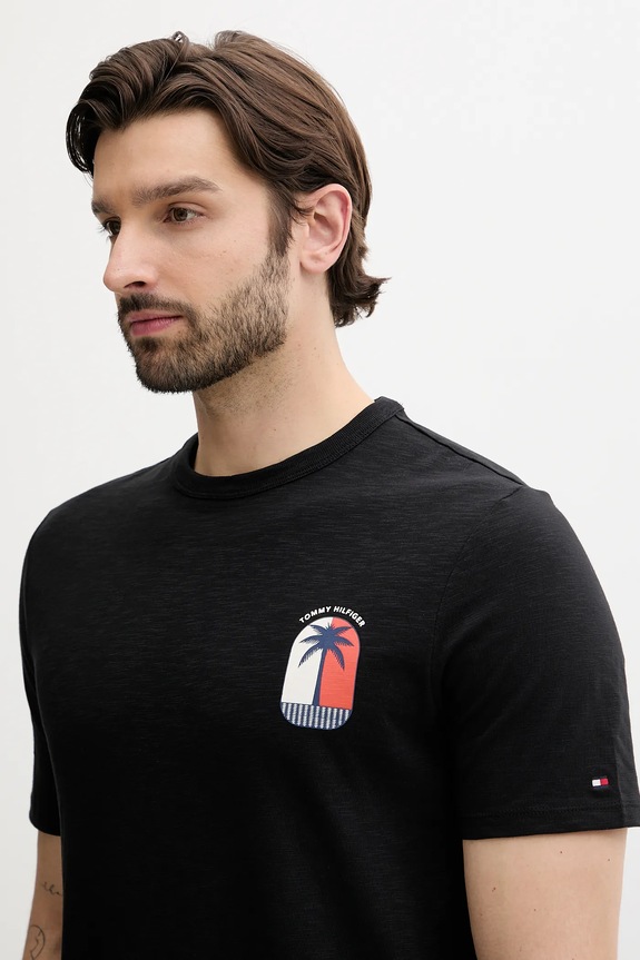 Îmbrăcăminte Tommy Hilfiger tricou din bumbac MW0MW39354 negru