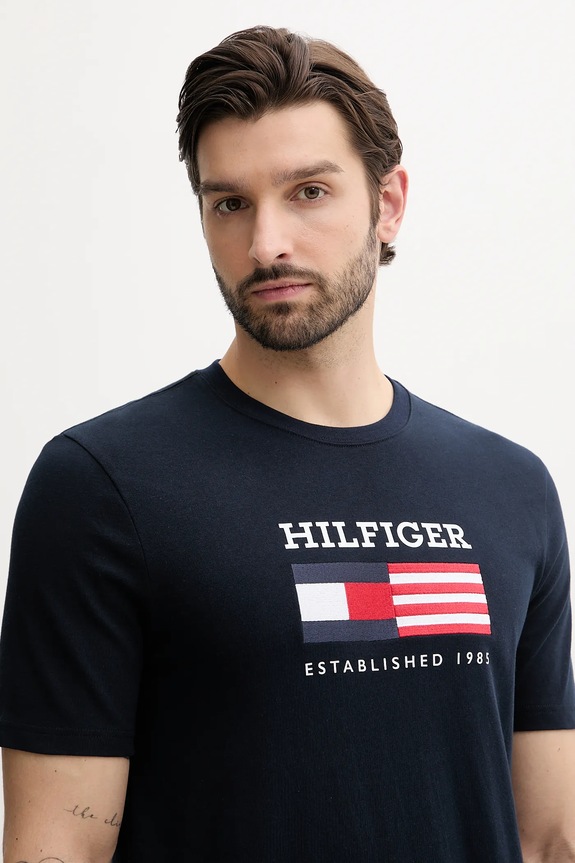Îmbrăcăminte Tommy Hilfiger tricou din bumbac MW0MW39843 bleumarin