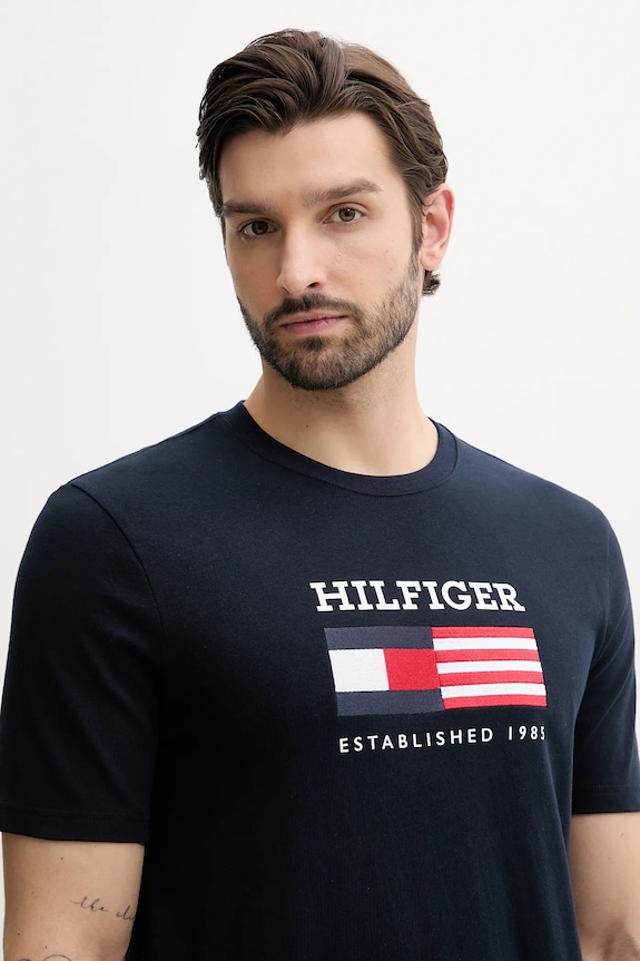 Îmbrăcăminte Tommy Hilfiger tricou din bumbac MW0MW39843 bleumarin