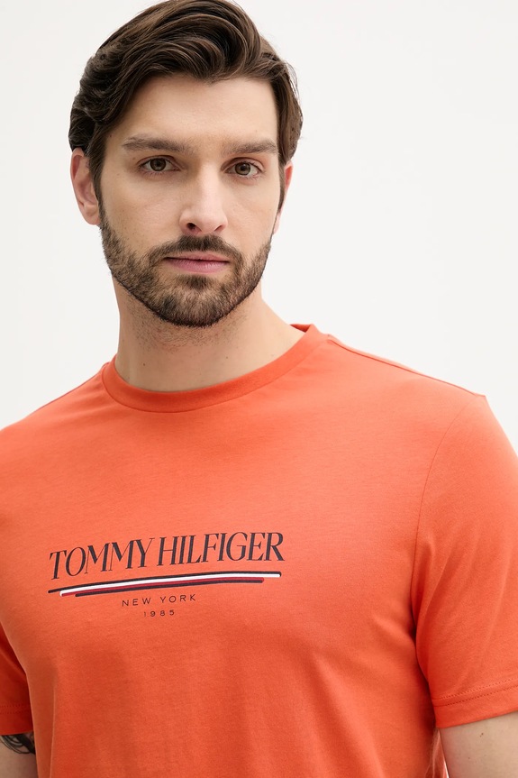 Oblečenie Bavlnené tričko Tommy Hilfiger MW0MW40324 oranžová