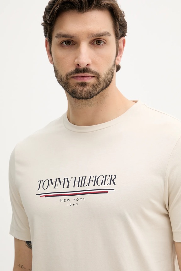 Odzież Tommy Hilfiger t-shirt bawełniany MW0MW40324 beżowy