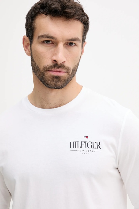 Βαμβακερή μπλούζα με μακριά μανίκια Tommy Hilfiger λευκό MW0MW41293