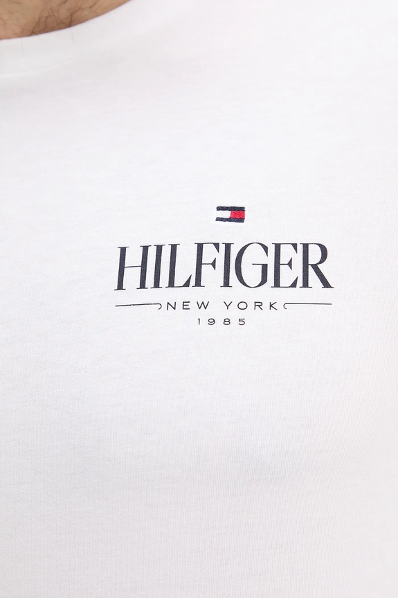 Βαμβακερή μπλούζα με μακριά μανίκια Tommy Hilfiger MW0MW41293 λευκό