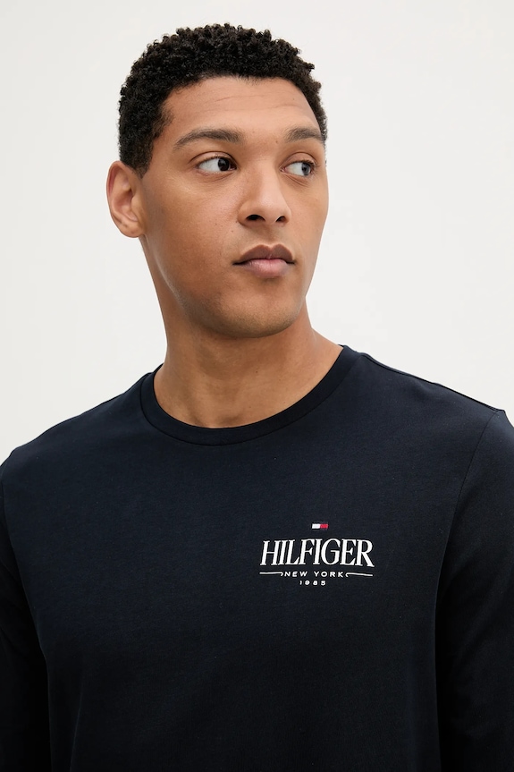 Tommy Hilfiger longsleeve bawełniany granatowy MW0MW41293