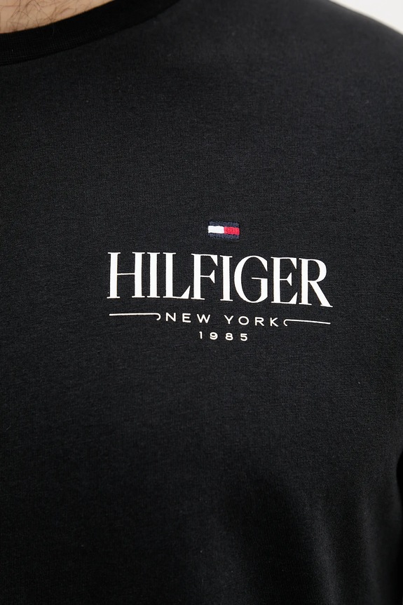 Bavlnené tričko s dlhým rukávom Tommy Hilfiger MW0MW41293 čierna