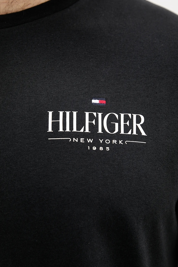 Bavlnené tričko s dlhým rukávom Tommy Hilfiger MW0MW41293 čierna