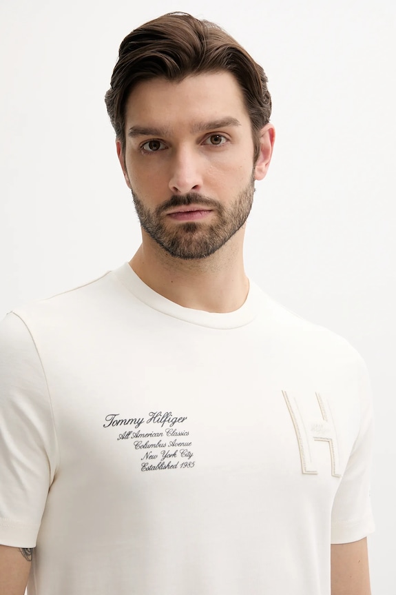 Îmbrăcăminte Tommy Hilfiger tricou din bumbac MW0MW39364 bej