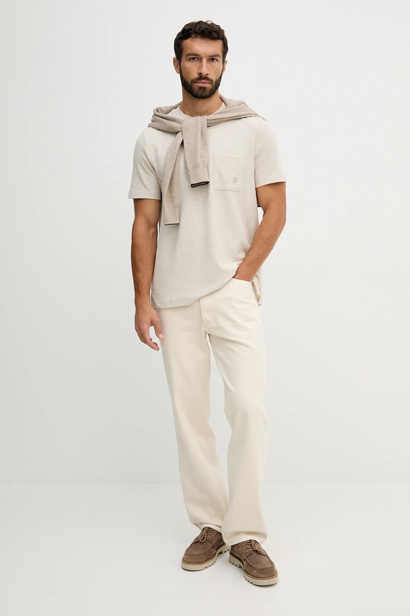 Pamučna majica Tommy Hilfiger MW0MW39365 bež AW25