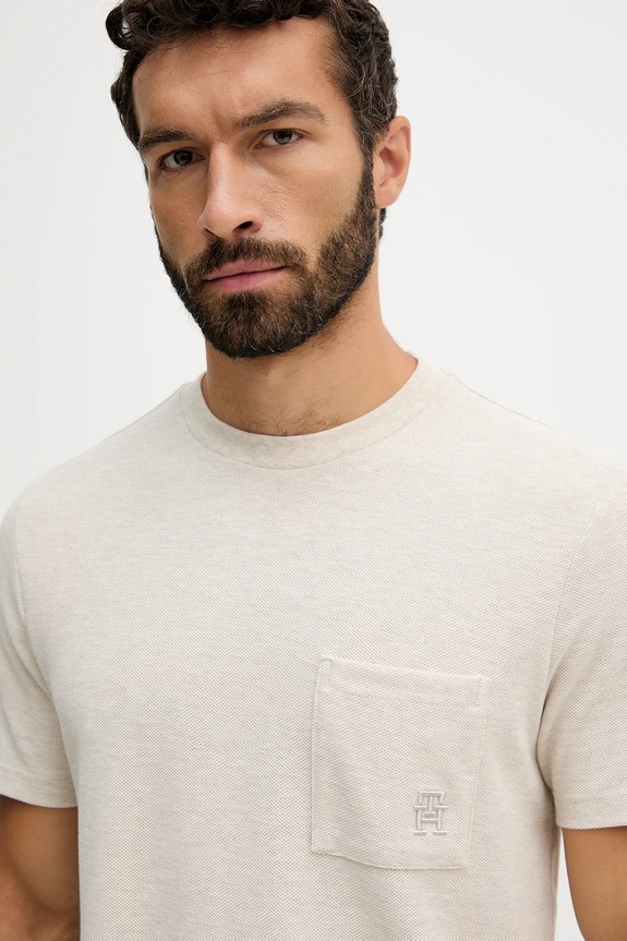 Pamučna majica Tommy Hilfiger bež MW0MW39365