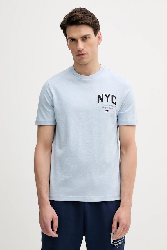Tommy Hilfiger tricou din bumbac imprimeu albastru MW0MW40427
