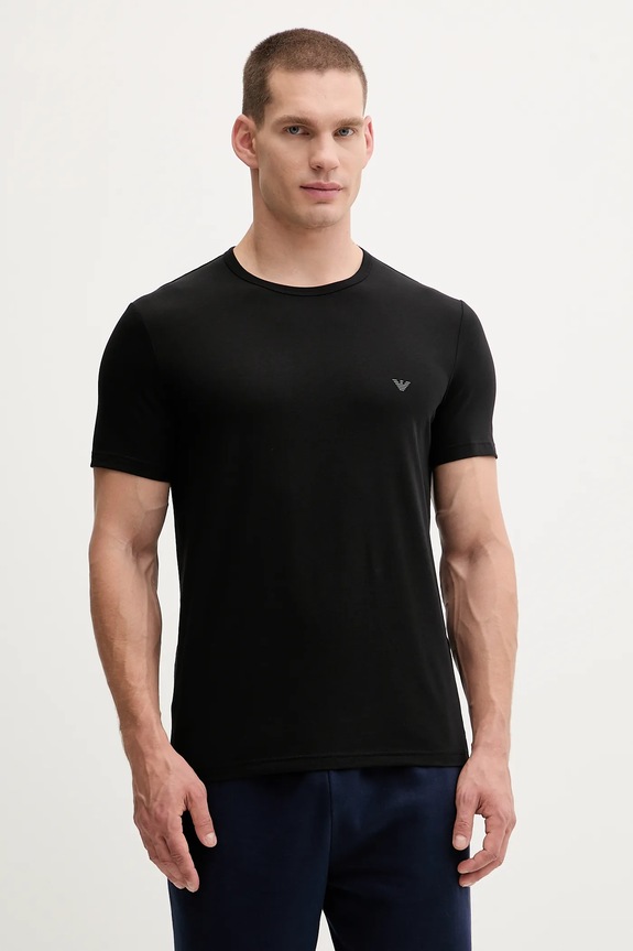 Emporio Armani Underwear basic t-shirt ανδρικό βαμβακερό με ελαστάν 2-pack με ελαστάν μαύρο EM000391.AF14132