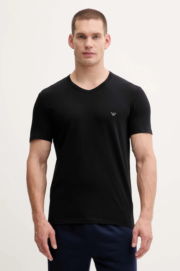 Emporio Armani Underwear basic t-shirt ανδρικό από βαμβάκι με ελαστάν 2-pack με ελαστάν μαύρο EM000392.AF14132