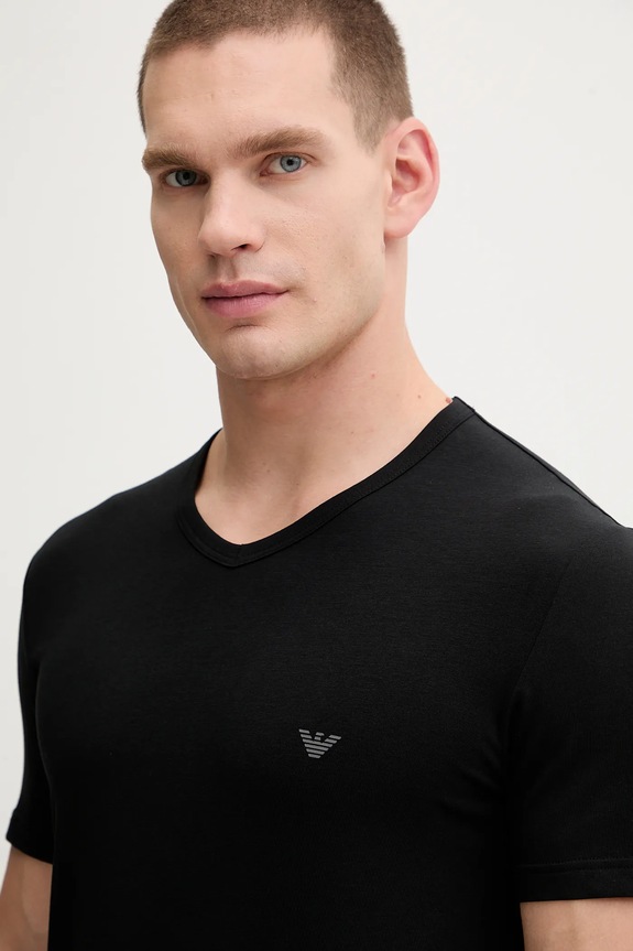 Emporio Armani Underwear basic t-shirt ανδρικό από βαμβάκι με ελαστάν 2-pack μαύρο EM000392.AF14132