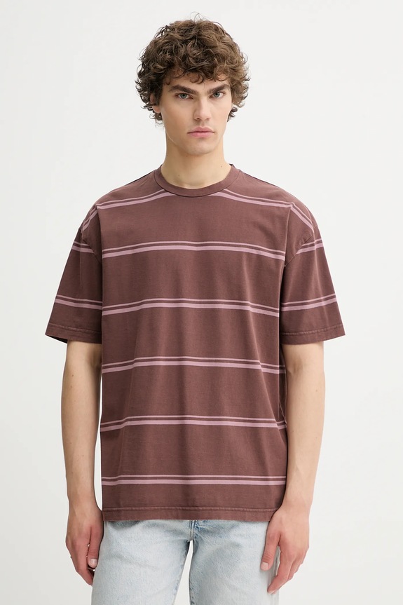 Samsoe Samsoe t-shirt bawełniany SAHAKEEM wzorzyste brązowy M25200026