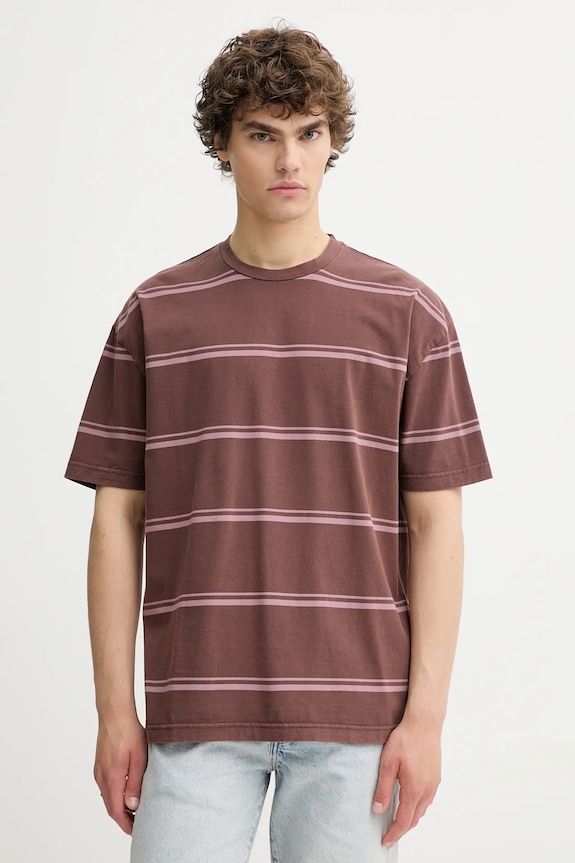 Samsoe Samsoe t-shirt bawełniany SAHAKEEM wzorzyste brązowy M25200026