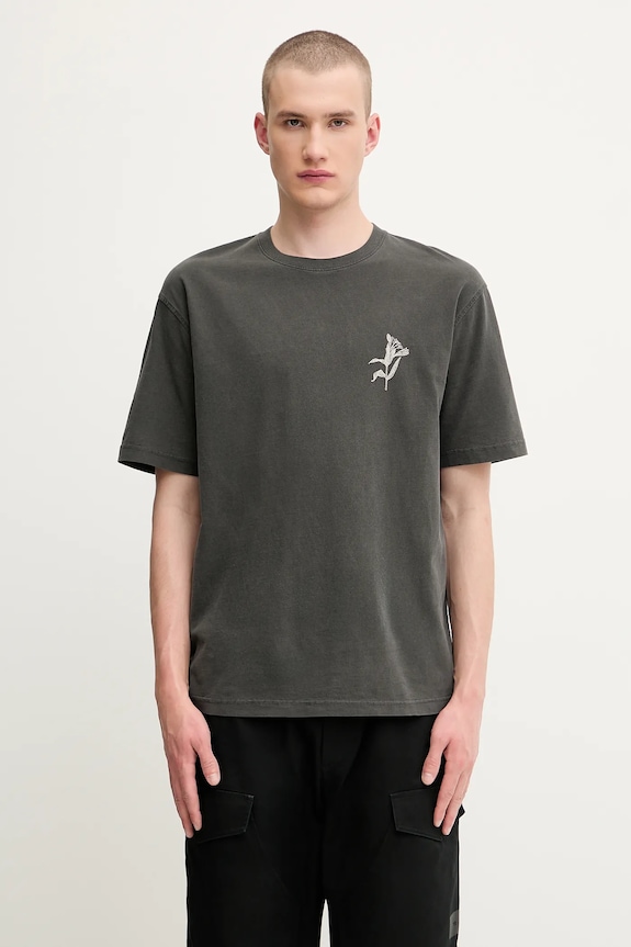 Samsoe Samsoe t-shirt bawełniany SALILIUM nadruk szary U25200009