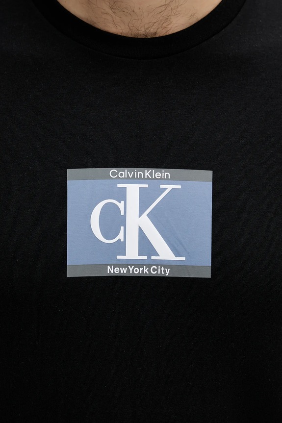 Βαμβακερό μπλουζάκι Calvin Klein μαύρο LV04RC854G