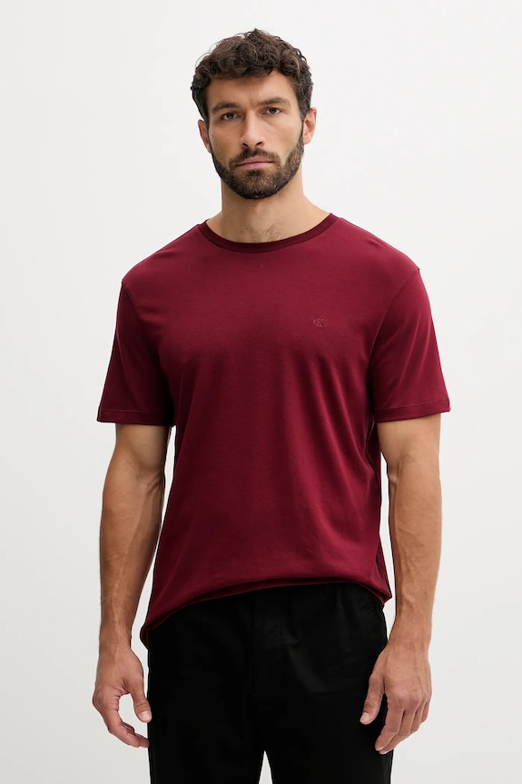 Bavlněné tričko Calvin Klein burgundské LV04LB275G