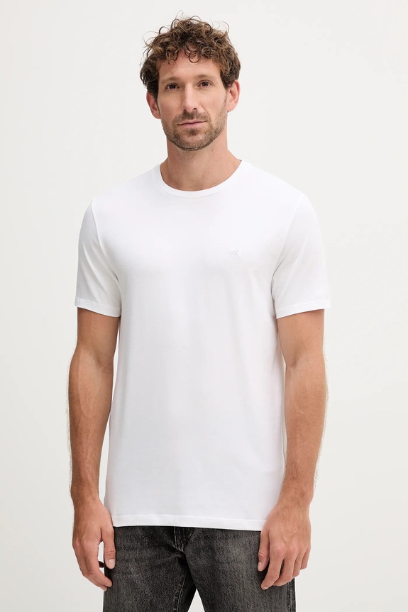 Calvin Klein tričko pánske bavlnené s elastanom jednofarebný biela LV04LC240G