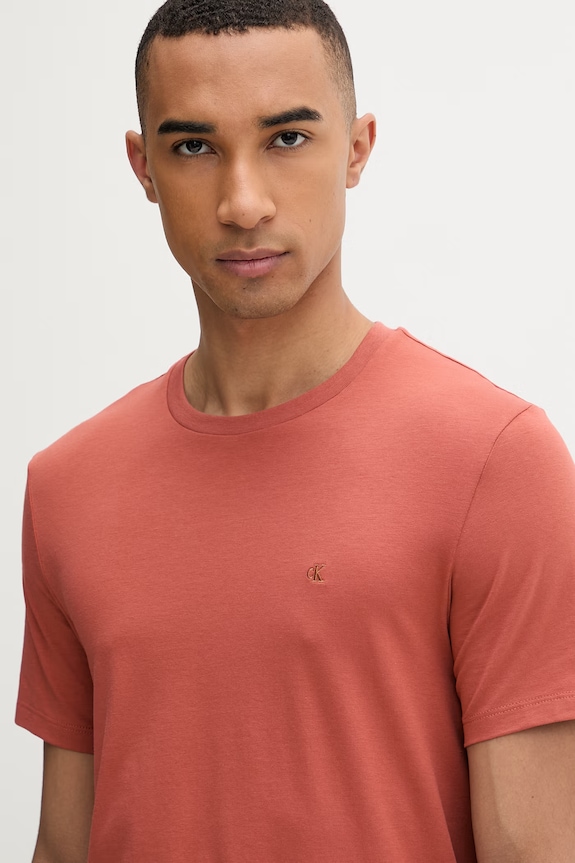 Calvin Klein T-shirt ανδρικό βαμβακερό με ελαστάν πορτοκαλί LV04LC240G