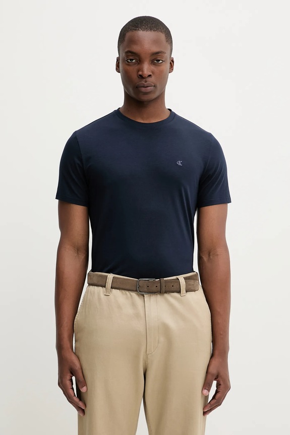 Calvin Klein t-shirt férfi pamut elasztánnal elasztánnal sötétkék LV04LC240G