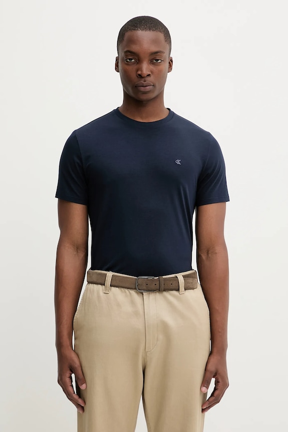 Calvin Klein t-shirt férfi pamut elasztánnal elasztánnal sötétkék LV04LC240G