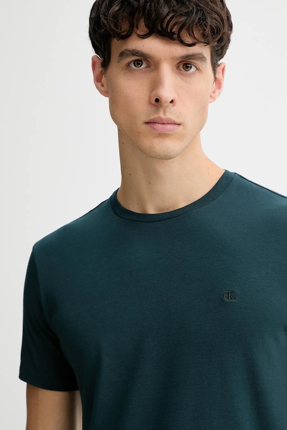 Calvin Klein tričko pánske bavlnené s elastanom zelená LV04LC240G