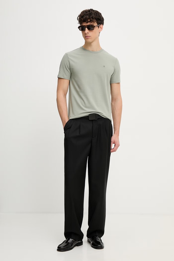 Calvin Klein tričko pánske bavlnené s elastanom LV04LC240G zelená SS26