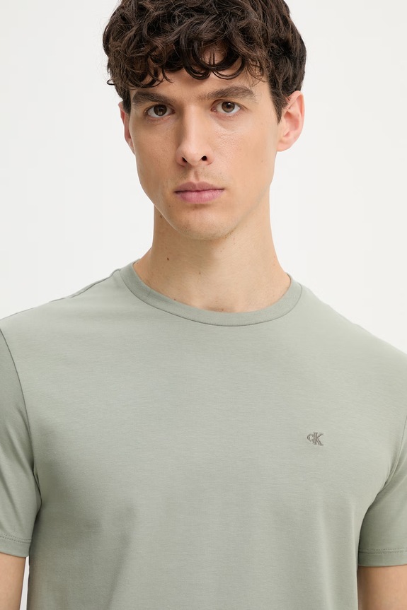 Calvin Klein tričko pánske bavlnené s elastanom zelená LV04LC240G