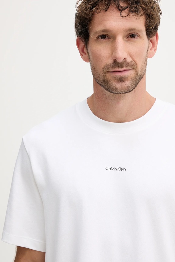 Odzież Calvin Klein T-shirt męski bawełniany z elastanem LV04LC241G biały
