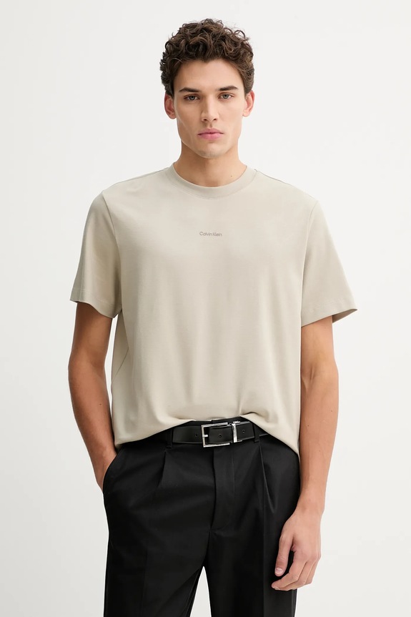 Calvin Klein tričko pánske bavlnené s elastanom jednofarebný béžová LV04LC241G