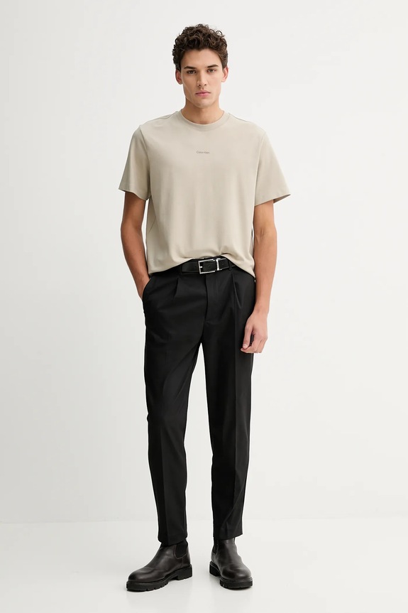 Calvin Klein tričko pánske bavlnené s elastanom LV04LC241G béžová SS26
