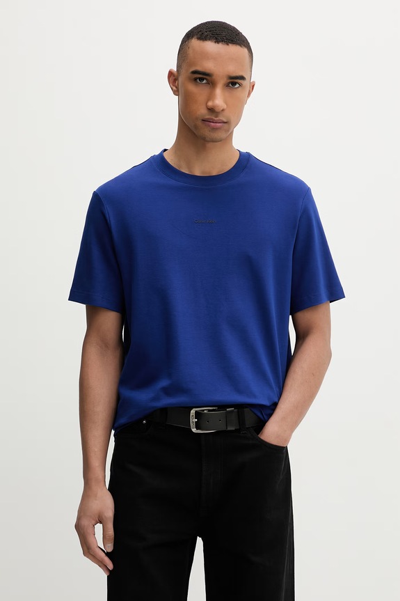Calvin Klein T-shirt ανδρικό βαμβακερό με ελαστάν μπλε LV04LC241G