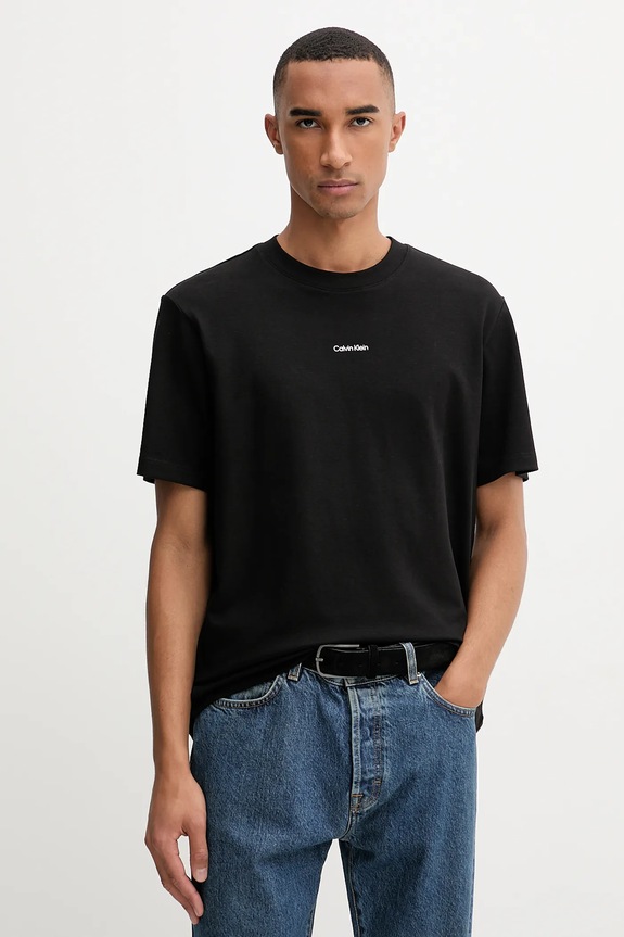 Calvin Klein tričko pánske bavlnené s elastanom jednofarebný čierna LV04LC241G